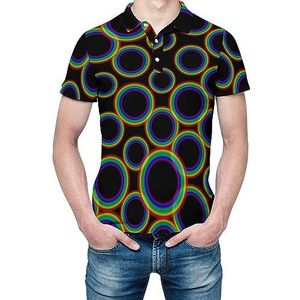 Rainbow Circle T-shirt voor heren, korte mouwen, golfshirt, normale pasvorm, tennisshirt, casual business tops