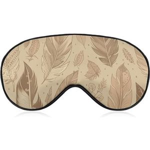 Beige slaapmasker met bladpatroon met verstelbare riem, comfortabel en zacht oogmasker voor slaaplicht, blokkering, lichtgewicht en ademende oogbedekking voor dames en heren