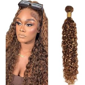 Lakaisa Water Wave Human Hair Bundles P427 Highlight Blonde Human Hair Extensions Sew in Hair Single Bundle Real Hair Double Weft Extensions Low Shedding Minimal Smell for Woman 26 Inch