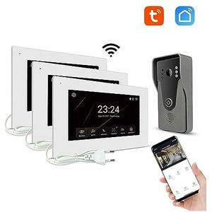 Walkie-talkie, 1080P video-intercomsysteem, draadloze intelligente videodeurbel for thuis, één oproeppaneel + twee schermen(H-R6-P356B-3M503WA-B)