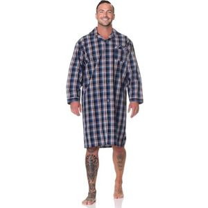 Normann Herennachthemd met lange mouwen, geweven met knoopsluiting, ook in grote maten, blauw, 48-50