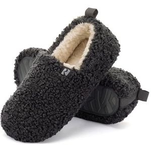 RockDove Puff-Ease Faux Shearling Slipper met gesloten achterkant voor dames, Cool Gray, 37 EU