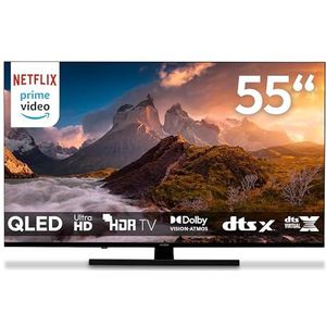 MEDION TV 138,8 cm (55 inch) QLED (Google TV, 4K, Dolby Vision HDR, Netflix, Prime Video, Disney+, Dolby Atmos, DTS X, Smart TV, PVR, Bluetooth, MD 855700)