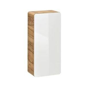 Muebles Slavic Badkamerhangkast Afgerond 2 Planken 75 CM White Gloss/Golden Oak - badkamermeubel