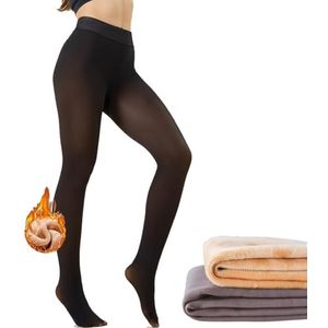 Fleece Lined Tights Women - Fake Sheer Winter Thermal Tights, Warm Pantyhose Leggings Women (220G M~L,Dark black Socks)