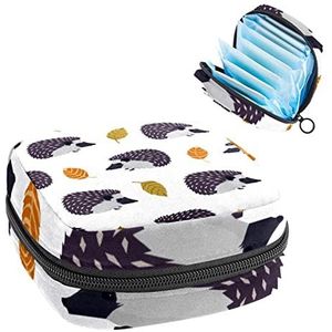 Witte Egel,Periode Pouch Draagbaar,Tampon Opbergtas,Tampon Houder voor Portemonnee Vrouwelijke Product Organizer, Meerkleurig, 4.7x6.6x6.6 in/12x17x17 cm