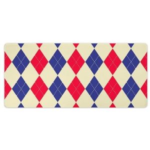 Blauw Rood Argyle Patroon Mode Bureau Muismat Antislip Gaming Muismat Accessoires Decor 40x90cm