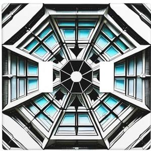 ZhaoYuGoods Octagon Building Print Muurplaat, Dubbele Toggle Lichtschakelaar Outlet Cover 2-Gang 11,4 cm x 11,4 cm, PC Decoratieve Voorplaat voor Thuis & Kantoor