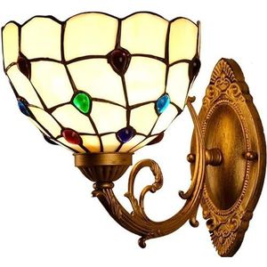 Tiffany Stijl LED Gekleurde Glazen Wandlamp Met Metalen Voet, Gebruikt Voor LED Badkamerspiegels In Woonkamer/slaapkamer