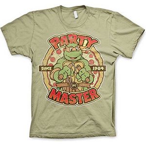 Teenage Mutant Ninja Turtles Officieel gelicentieerd product Party Master Since 1984 Heren T-Shirt, Kaki, M