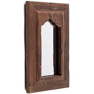 OrientAL WALL MIRROR Sara | 40 cm, mahoniehout | Rechthoekige spiegel, Marokkaanse zaalspiegel, oosterse houten spiegel