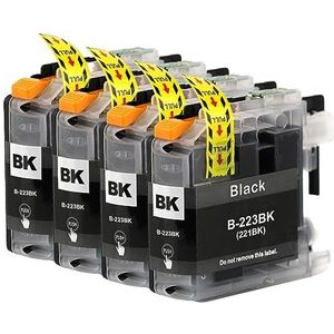 Go Inks® 4 zwarte inktcartridges ter vervanging van Brother LC223Bk Compatibel/niet-OEM voor Brother DCP en MFC printers