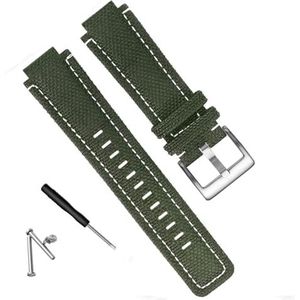 dayeer Mannen Canvas Horlogeband Geschikt Voor Timex Tij Kompas T2N720 T2N721 T2N739 Nylon Horlogeband Vervanging Accessoires (Color : Green White Silver, Size : 24-16mm)