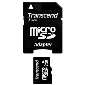 Transcend Micro SD 2GB geheugenkaart met SD-adapter