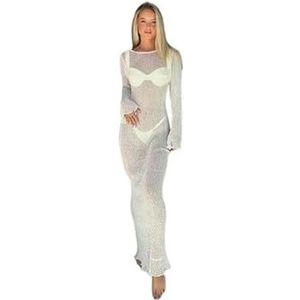 Beach Cover Up Beach Cover Up Women'S Beachwear See-Through Beach Dress Swimsuit Cover Up White Cover Up-White-Long-M