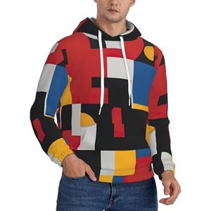 Jkkghll Samenstelling In Rood Geel Blauw En Zwarte Print Mannen Hooded Warme Lichtgewicht Trui Voor Winter Herfst En Lente Casual Wear, Zwart, XS