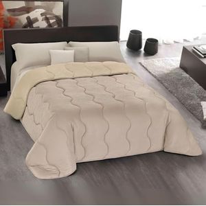 MAXIME MAISON - Sprei 165x265 Ideaal voor de Koude Seizoenen (300 gr/mq) 100% Extra Zachte Microvezel, Dubbelzijdig Thema Dubbele Kleuring, Made in Italy (Beige/Lichtbruin)