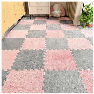 Zeyeo 12/24/36 Pluche In Elkaar Grijpende EVA-schuimmatten, 12x12x0,4 Inch Voor Thuis(Pink+Light Gray,24pcs)