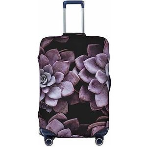 Paarse Planten Bagage Cover Elastische Wasbare Koffer Protector Anti-Kras Reizen Koffer Cover Past 45-32 Inch, Zwart, M