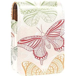 Gepersonaliseerde Lipstick Case Draagbare Make-up Tas Cosmetische Pouch Lippenstift Houder Make-up Organizer Vlinders Rood Groen Oranje, Meerkleurig, 9.5x2x7 cm/3.7x0.8x2.7 in