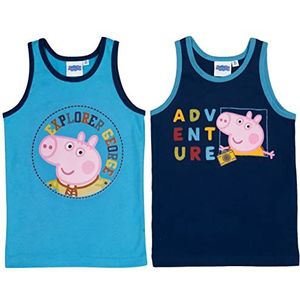 United Labels Peppa Pig Onderhemd voor jongens en kinderen, tanktop, hemdje, ondergoed, blauw, verpakking van 2 stuks, blauw, 98/104 cm