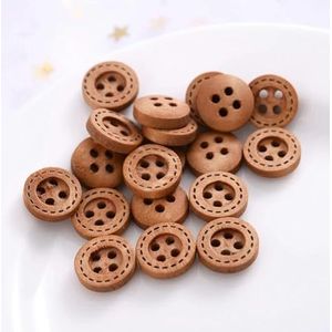 100 stuks 12 mm bruine gestippelde houten knopen handgemaakte decoratieve knop voor kleding DIY naaiaccessoires-A-12 mm 100 stuks