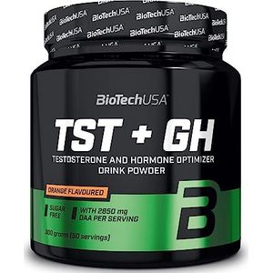 BioTechUSA TST + GH | Testosteron & Hormoonverhogend Drankpoeder | 2.850mg DAA | Aminozuren, Vitaminen, Mineralen | Suiker-, Lactose- en Glutenvrij | 300g | Sinaasappel