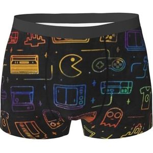 ZJYAGZX Game Video Gaming Patroon Print Heren Boxer Slips - Comfortabele Ondergoed Trunks, Ademend Vochtafvoerend, Zwart, L