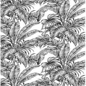 KT·EXCLUSIVE WALL FASHION Zelfklevend behang | Bloemenbehang | Palm Jungle (wit-zwart)