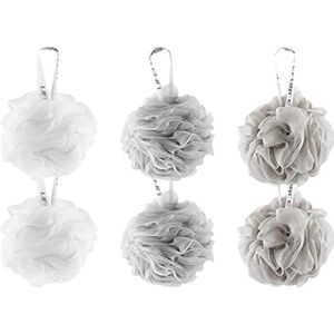 Lifeforce douche spons set van 6, Extra groot luffa spons, Badborstel, Mesh-spons,Badluifel, Lichaamsborstel, Dikke & luxueuze kleuren