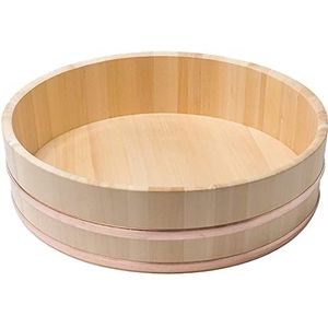 Hangiri Oke Sushi Rijst Koelkom Japanse Houten Sushi Rijst Mengkom Tub Koperen Band voor Thuis Keuken Restaurant 12 Maten naar Keuzen,45x11cm