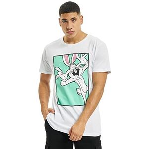 Looney Tunes heren T-shirt met grote Bugs Bunny frontprint korte mouwen wit, maat XS tot XXL, wit, XL