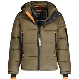 GEO NORWAY Calix Men Donsjack voor heren, met matelassé jas, warme voering, winter, windjack met lange mouwen, Kaki, L