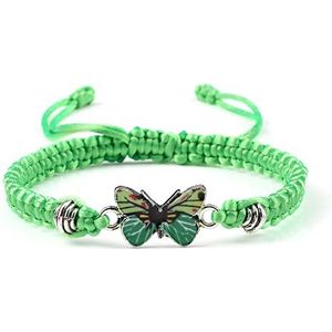 Vlinder Armband Voor Vrouwen Bohemian Gevlochten Armband Bangle Paar Vlinder Hand Sieraden Gift, Licht Groen-Groen