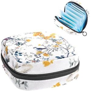 Naadloze witte en gele patroon maandverband opbergtas, grote menstruatie cup zakje met rits, menstruatie pads tas winkel panty voeringen tampons voor meisjes vrouwen