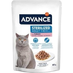 Advance Natvoer voor volwassen katten, gesteriliseerd met Turkije, 85 g