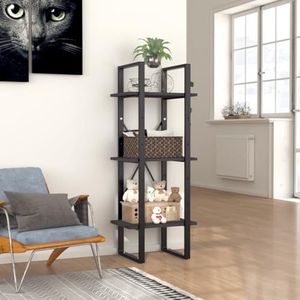 DIGBYS 3-Tier Boekenkast Grijs 40x30x105 cm Engineered Hout