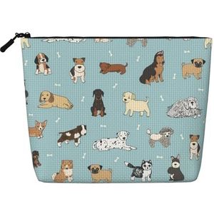 FZGGWYHL Puppy Doodles Gedrukt Fake Hennep Hennep Make-up Bag Dagelijkse Opbergtas, Zwart, Eén maat, Tas Organizer
