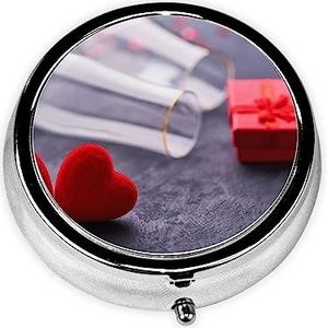 Rode Liefde Gedrukt Pil Doos 3 Compartiment Geneeskunde Pil Case Leuke Geneeskunde Organizer Reizen Pillendoos Draagbare Pil Container Houder