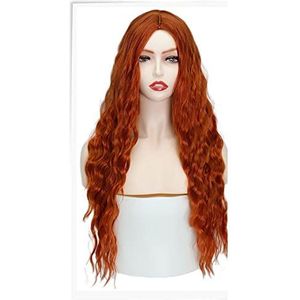 DieffematicJF Pruik Synthetic Wig Long Wave Hairstyle Wig Orange Wig Heat Resistant Fiber Synthetic Wig Female