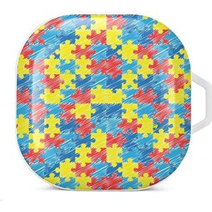 Kleur Autisme Awareness Puzzel Oordopjes Hoesje Compatibel met Samsung Hard Shell Beschermhoes Wit-Stijl