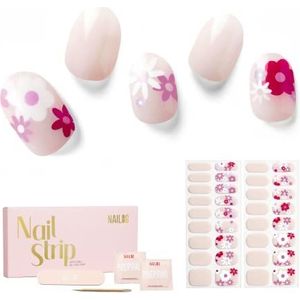 NAILOG Nagelfolie, uithardend, 34 stuks nagelstickers, zelfklevend, salonkwaliteit, langdurige soft gel afwerking, nagelfolie, starterset voor vrouwen, floride