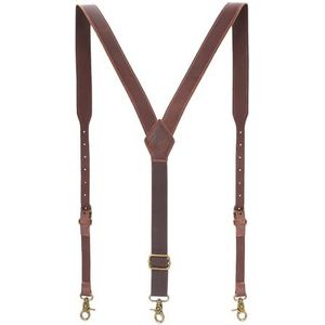 TOURBON Zwaar uitgevoerde bretels, echt leer, herenbretels voor broeken, verstelbare Y-vorm, 3 cm brede jarretel