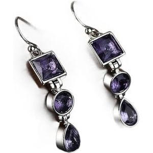 Vintage lange Drop oorbellen voor vrouwen lavendel kleur paarse zirkonia water-Drop geometrische bengelen Earring Piercing sieraden geschenken