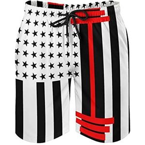Gewichtheffen Amerikaanse vlag heren zwembroek bedrukt board shorts strand shorts badmode badpakken met zakken XL