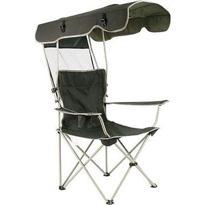 Campingstoel Tuinstoel Outdoor Casual Vissen Rugleuning Stoel Met Verwijderbare Zonneklep Draagbare Strandstoel Camping Fauteuil Met Bekerhouder Klapstoel Strandstoel(A)