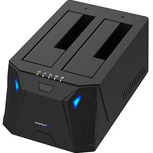 Sabrent USB 3.0 to SATA I/II/III Dual Bay External Hard Drive Docking Station for 2.5 or 3.5in HDD, SSD with Hard Drive Duplicator/Cloner Function [10TB Support] (EC-HD2B)
