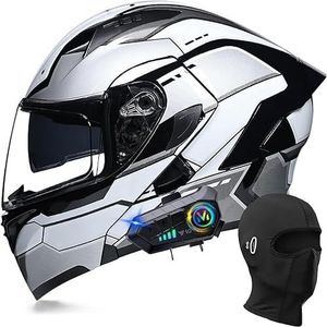 Modulaire Bluetooth-motorhelm, integraalhelm met opklapbaar dubbel vizier, met dubbele luidspreker en microfoon, DOT/ECE-goedgekeurd, voor volwassenen, mannen en vrouwen, maat M~XXL A,M=57-58cm