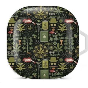 Legalize onkruid patroon oordopjes hoesje compatibel met Samsung hard shell beschermhoes wit stijl