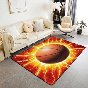 Basketbal vloerkleed 150 x 200 cm gaming sport tapijten voor woonkamer slaapkamer voor jongens bal games decor accent tapijt cadeau voor basketballiefhebber decoratief tapijt